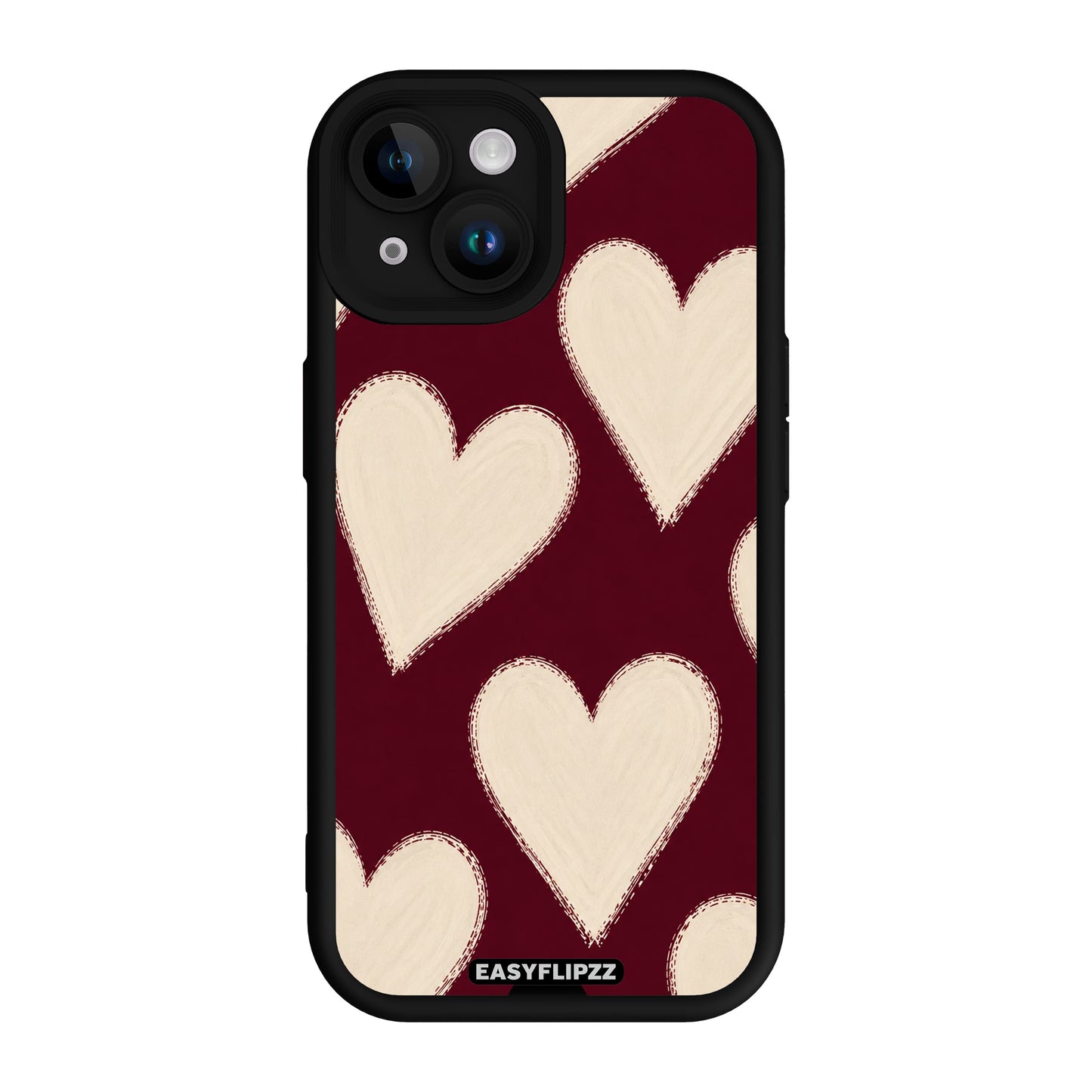 Burgundy Hearts - iPhone 15 Plus
