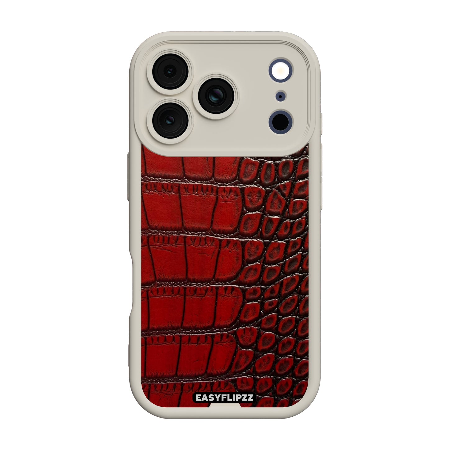 iPhone 17 Pro Max | White | Croco Vegan Leather Mahogany | Base Set