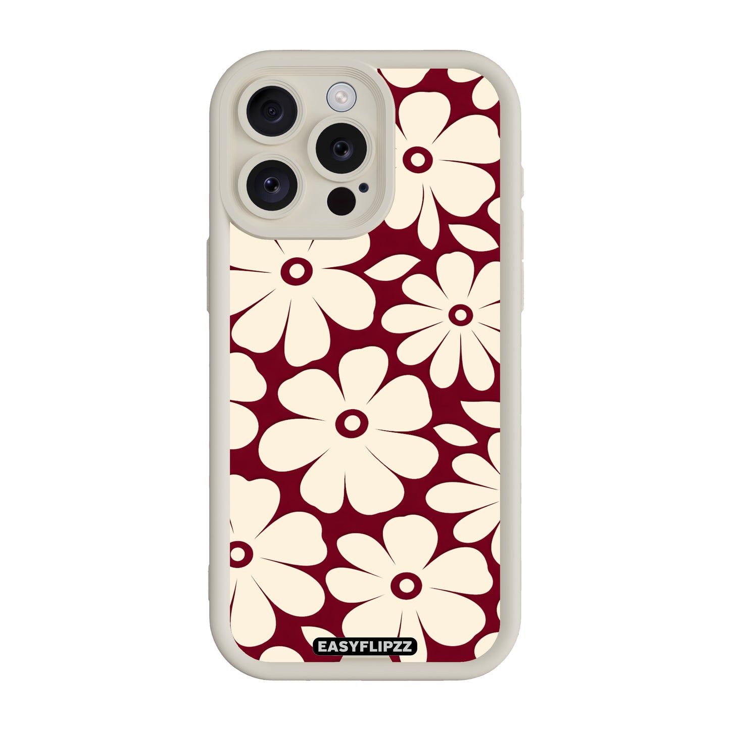 iPhone 15 Pro | White | Flower Pop Burgundy & Cream | Base Set