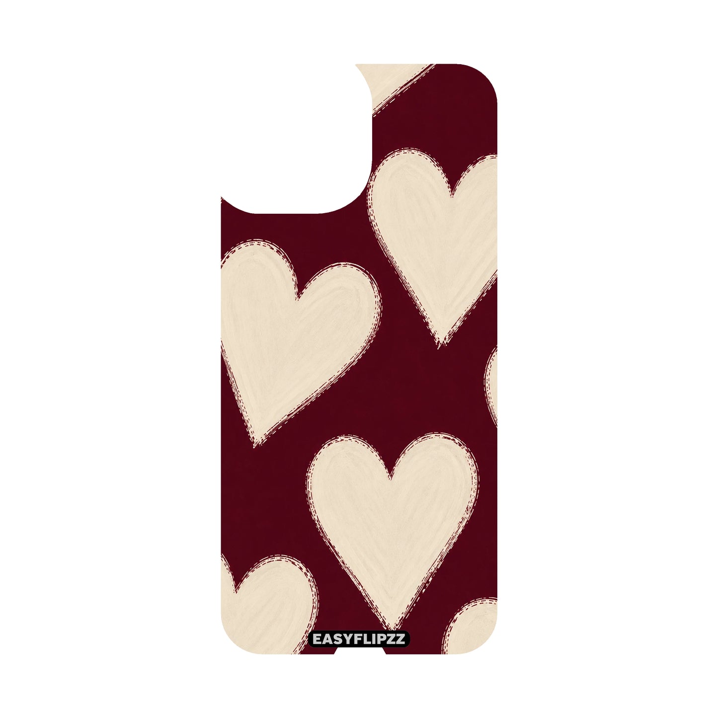Burgundy Hearts Backflipzz - iPhone 15 Plus