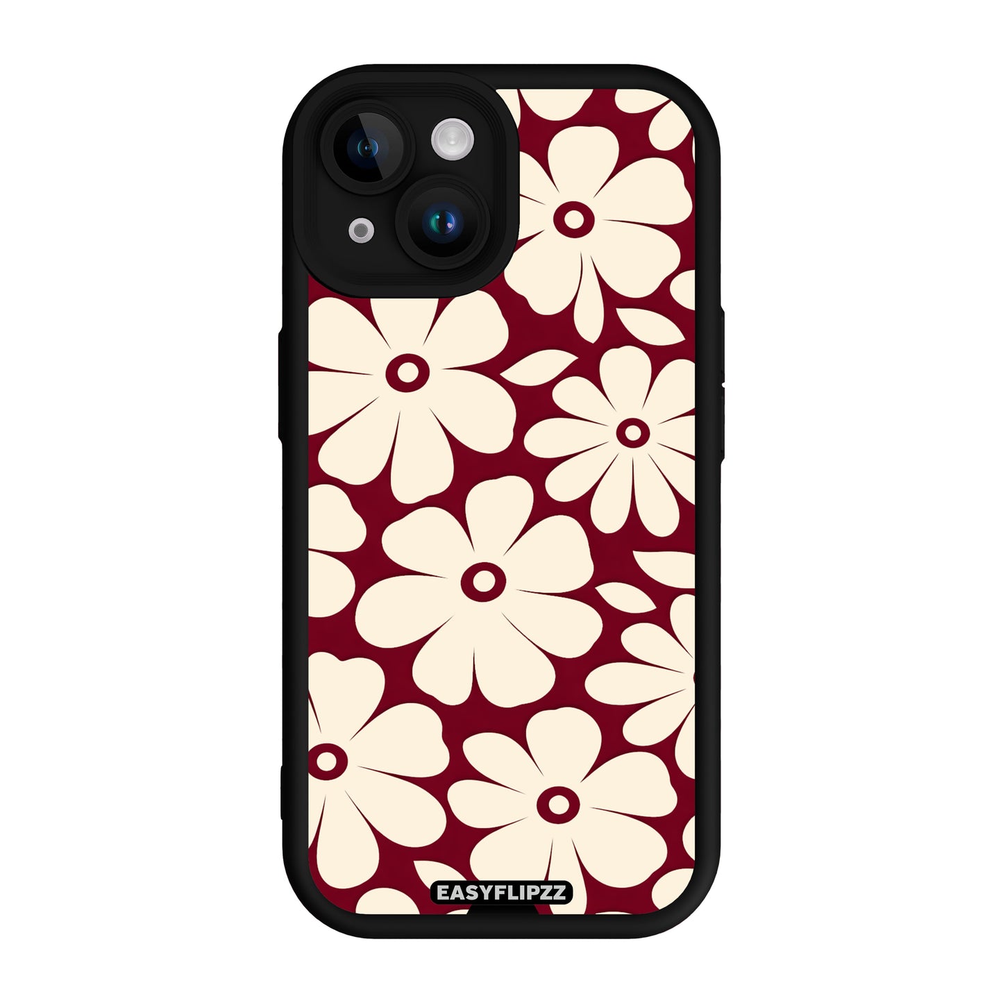 iPhone 12 | Black | Flower Pop Burgundy & Cream | Base Set