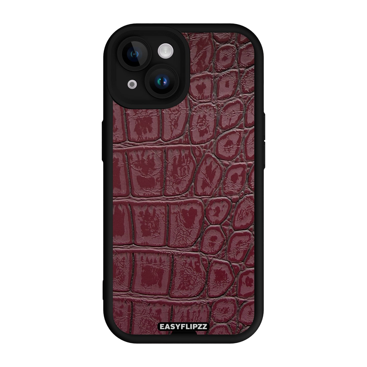 iPhone 14 Plus | Black | Croco Vegan Leather Burgundy | Base Set