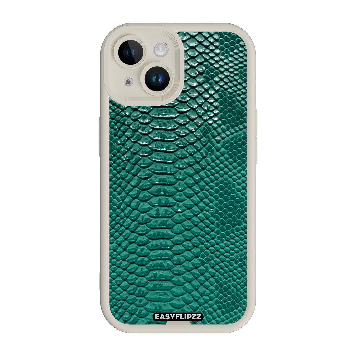 iPhone 15 Plus | White | Snake Vegan Leather Emerald | Base Set