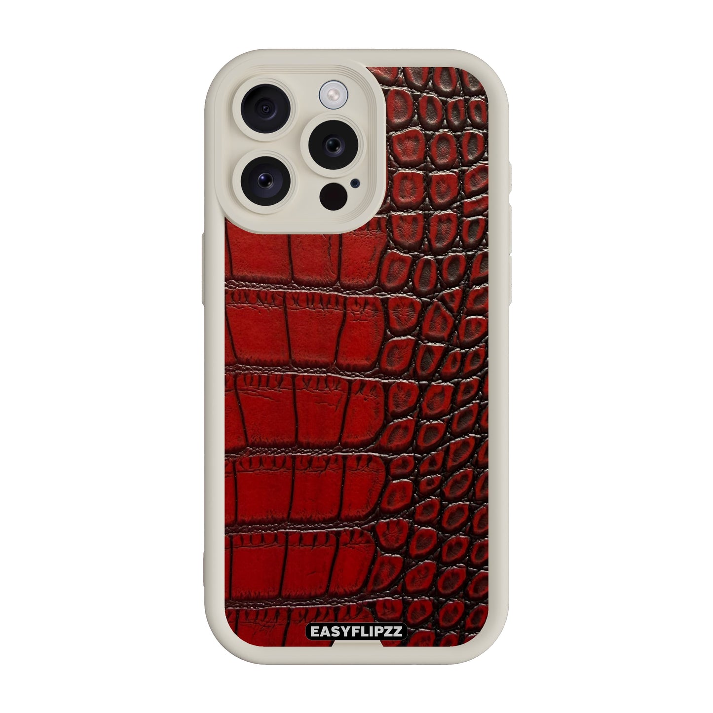 iPhone 15 Pro | White | Croco Vegan Leather Mahogany | Base Set