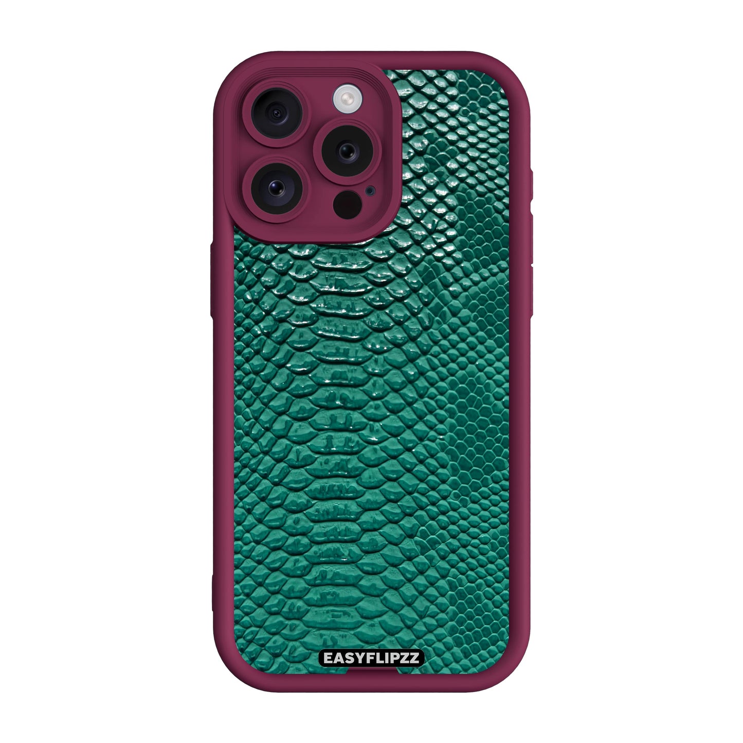 iPhone 15 Pro | Burgundy | Snake Vegan Leather Emerald | Base Set