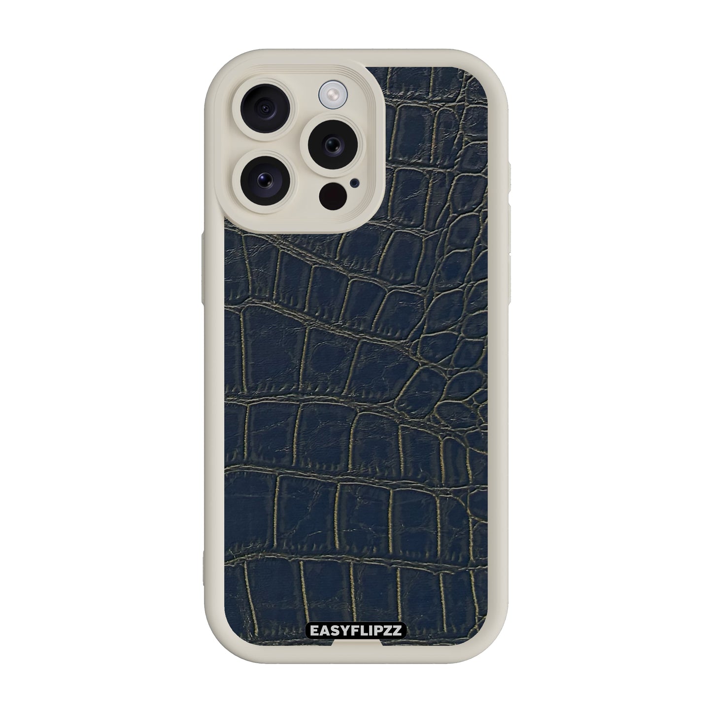 iPhone 13 Pro | White | Croco Vegan Leather Navy | Base Set