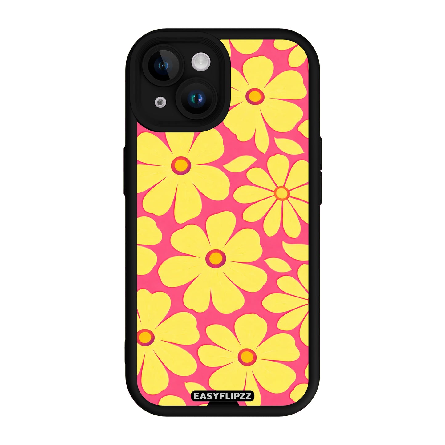 iPhone 15 Plus | Black | Flower Pop Yellow & Pink | Base Set