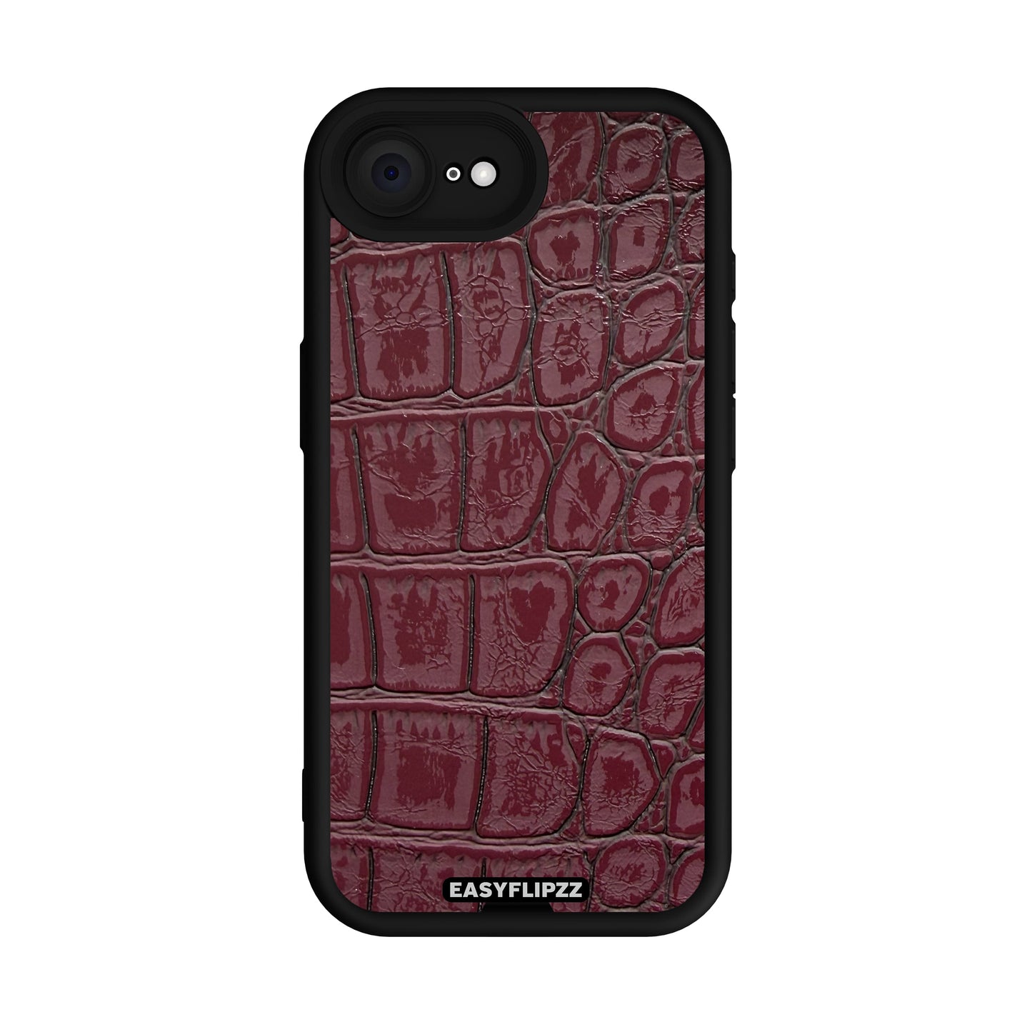 iPhone 16e | Black | Croco Vegan Leather Burgundy | Base Set