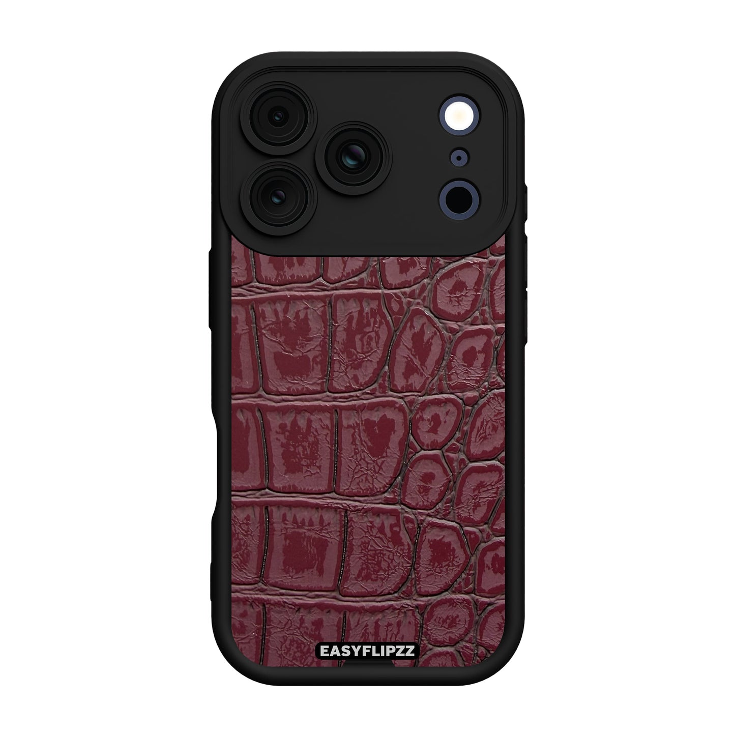 iPhone 17 Pro | Black | Croco Vegan Leather Burgundy | Base Set