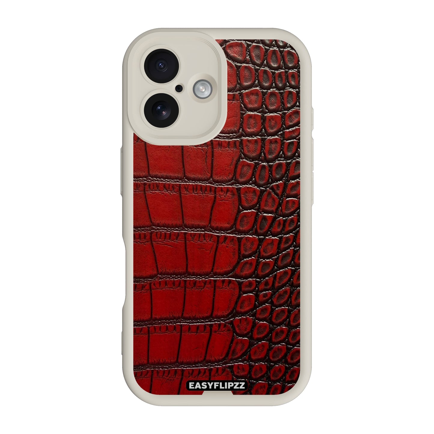 iPhone 16 Plus | White | Croco Vegan Leather Mahogany | Base Set