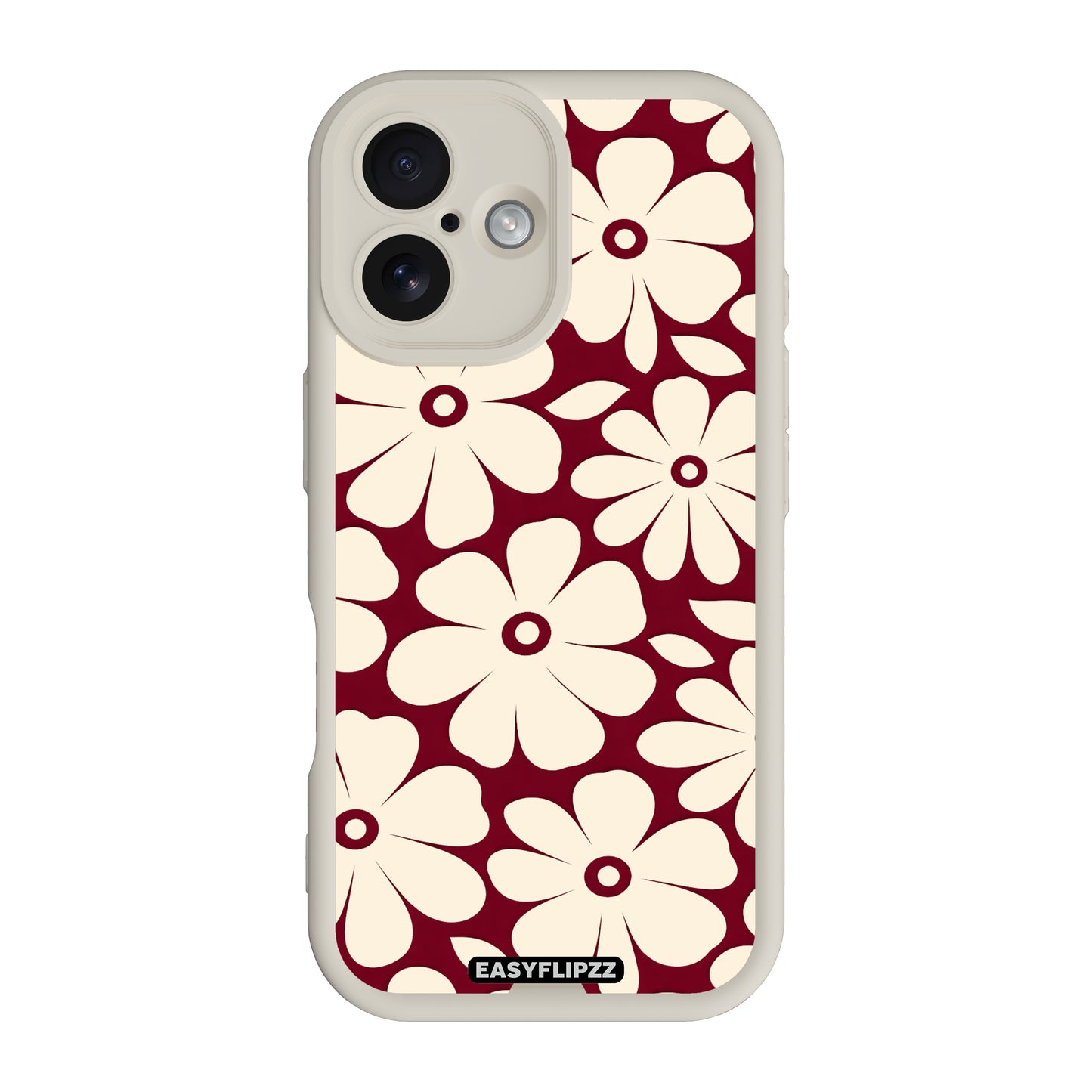 iPhone 16 | White | Flower Pop Burgundy & Cream | Base Set